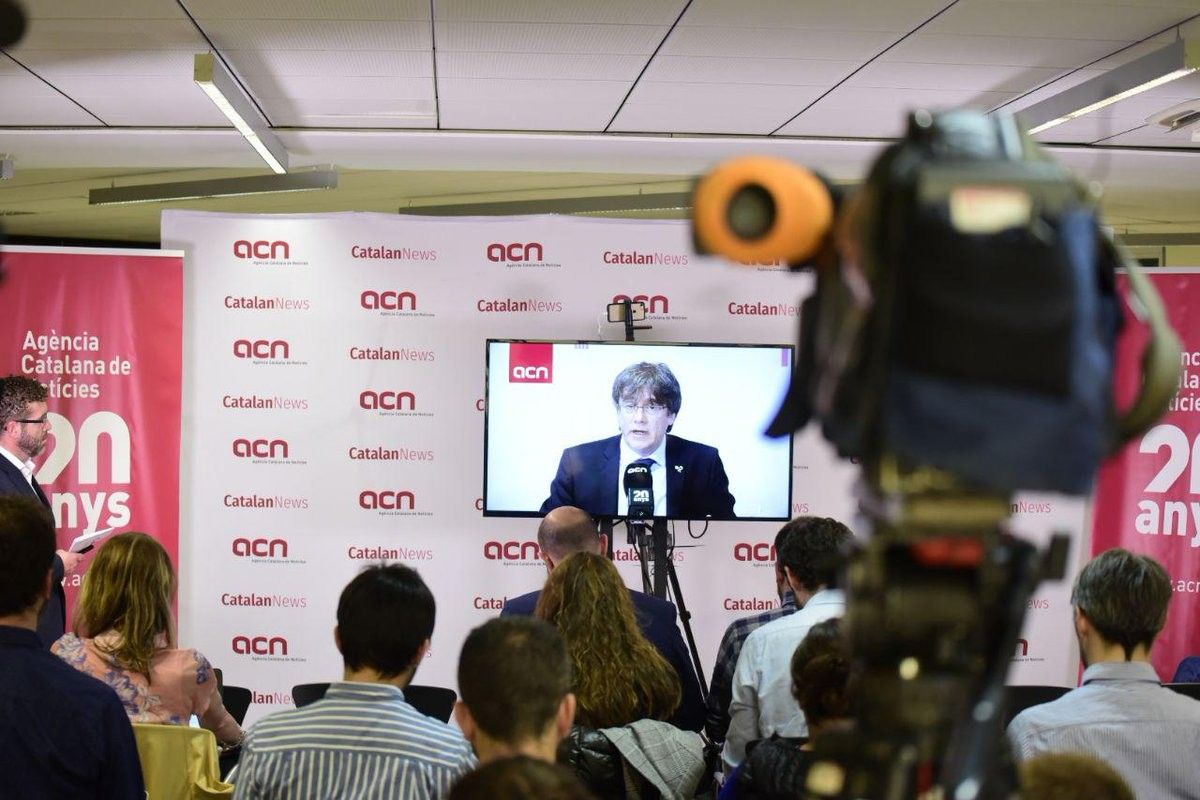 Carles Puigdemont, aquest dilluns a la roda de premsa organitzada per l'ACN