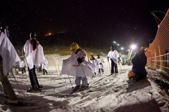Els papus esquiant a Núria.