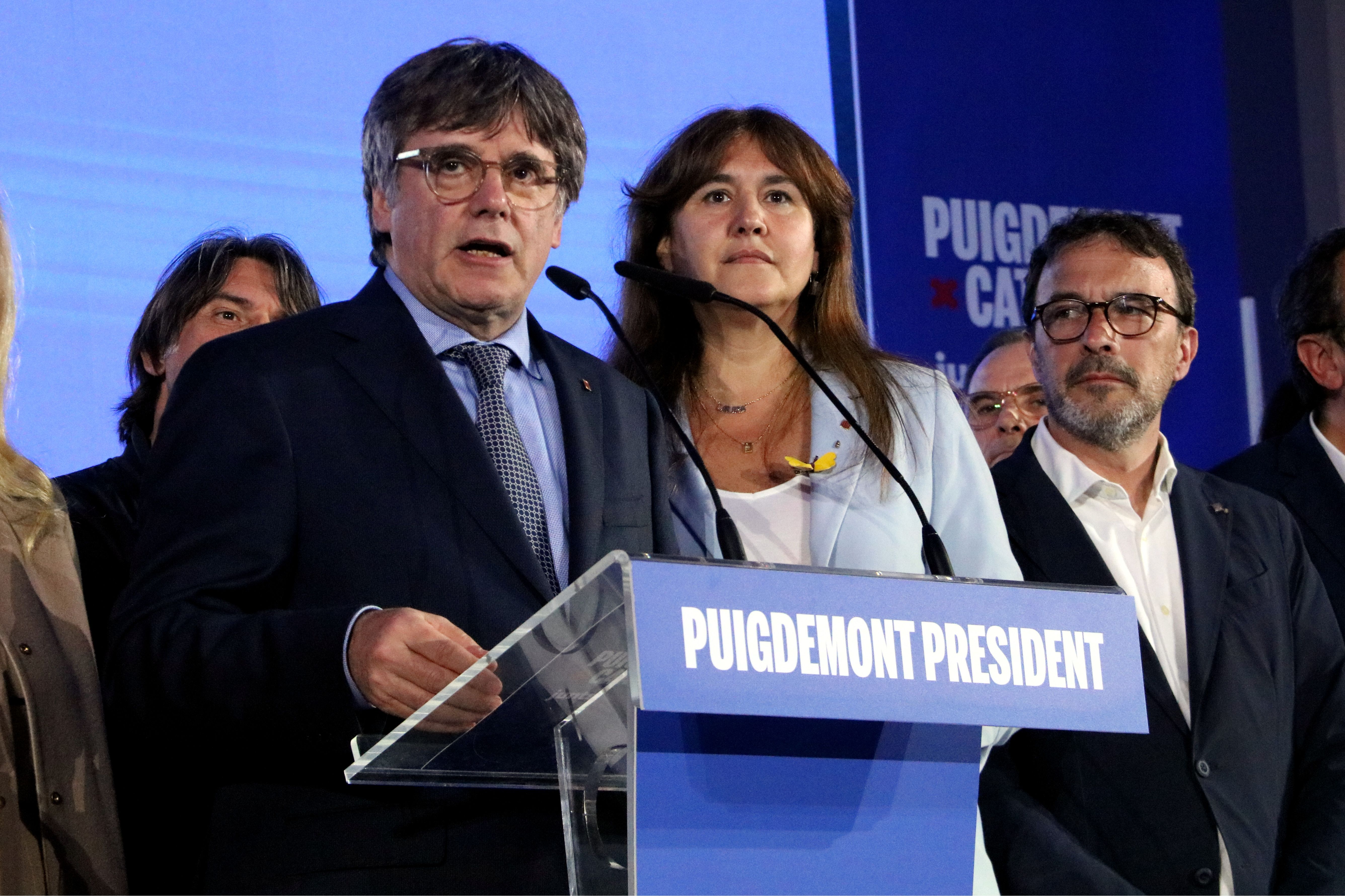 Carles Puigdemont, durant la nit electoral.