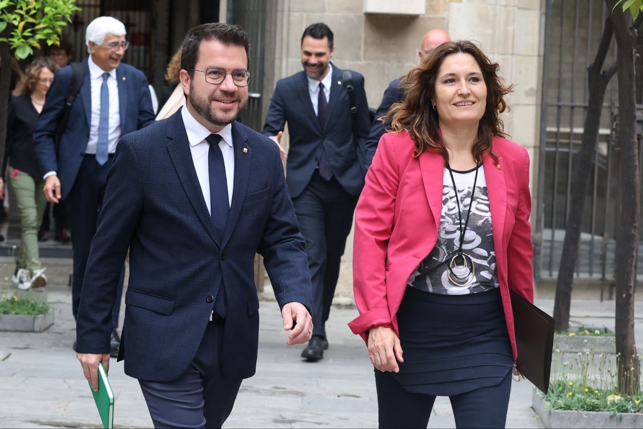 Pere Aragonès i Laura Vilagrà, aquest dimarts assistint al consell executiu en funcions.