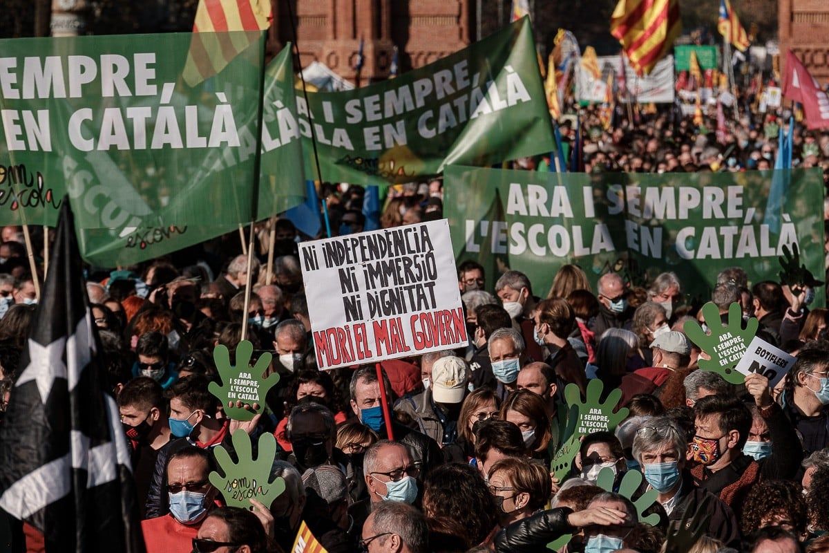 Manifestació a Barcelona a favor de l'escola catalana