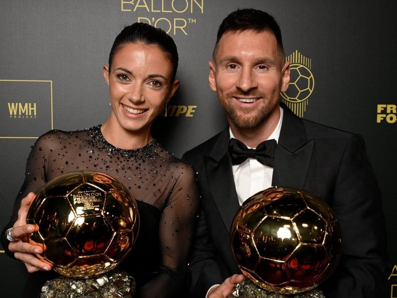 Aitana i Leo Messi, durant l'entrega de la Pilota d'Or que van guanyar tots dos