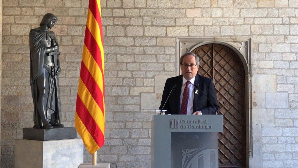 Compareixença de Quim Torra al Palau de la Generalitat després de declarar al TSJC