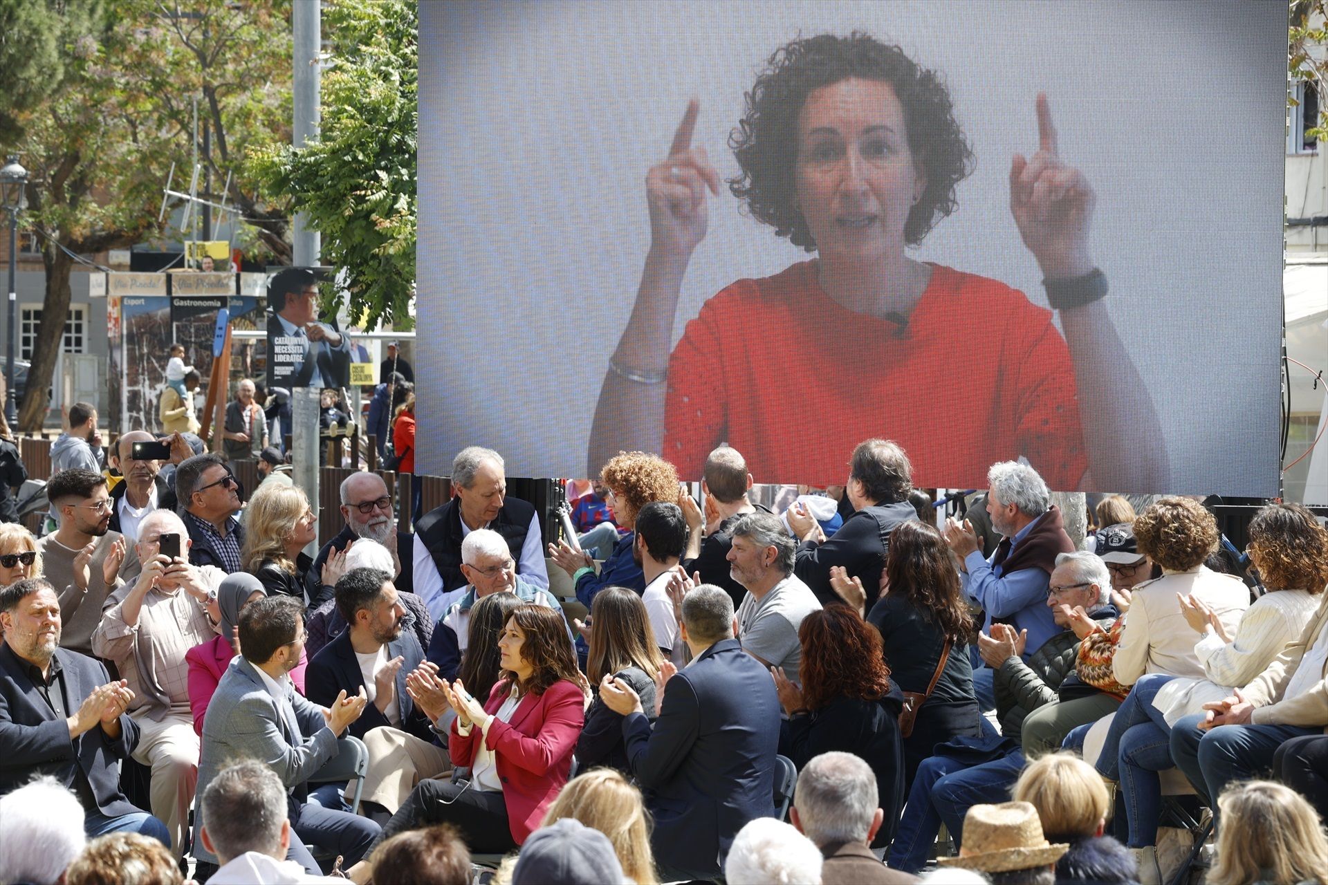 Marta Rovira, participant telemàticament en un acte de campanya.