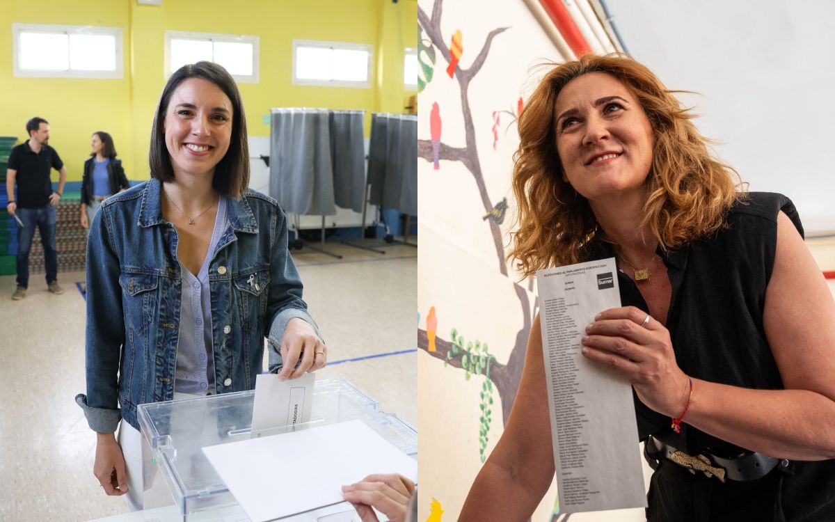 Irene Montero i Estrella Galán, aquest diumenge durant les votacions.