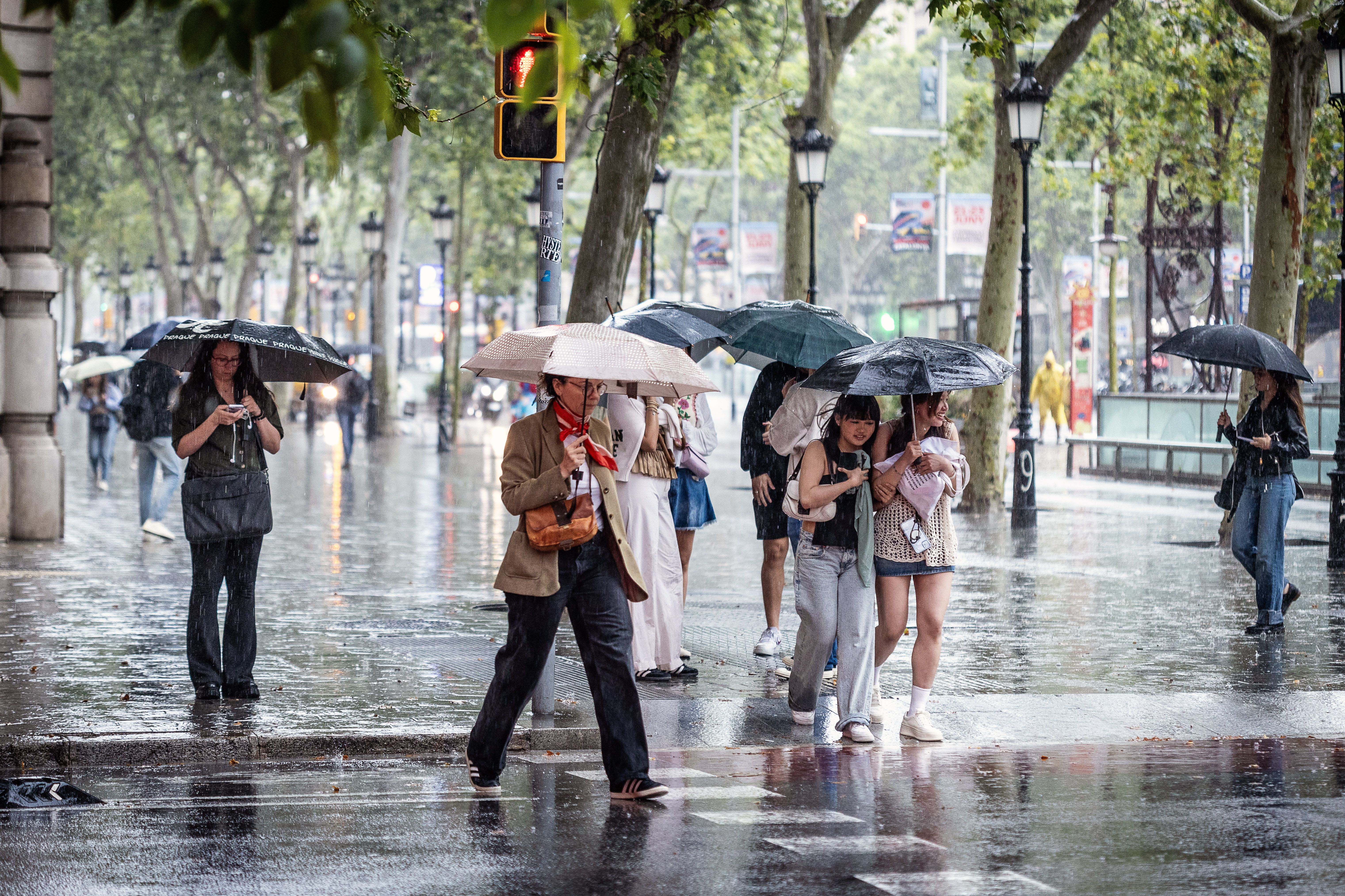 Pluja al centre de Barcelona