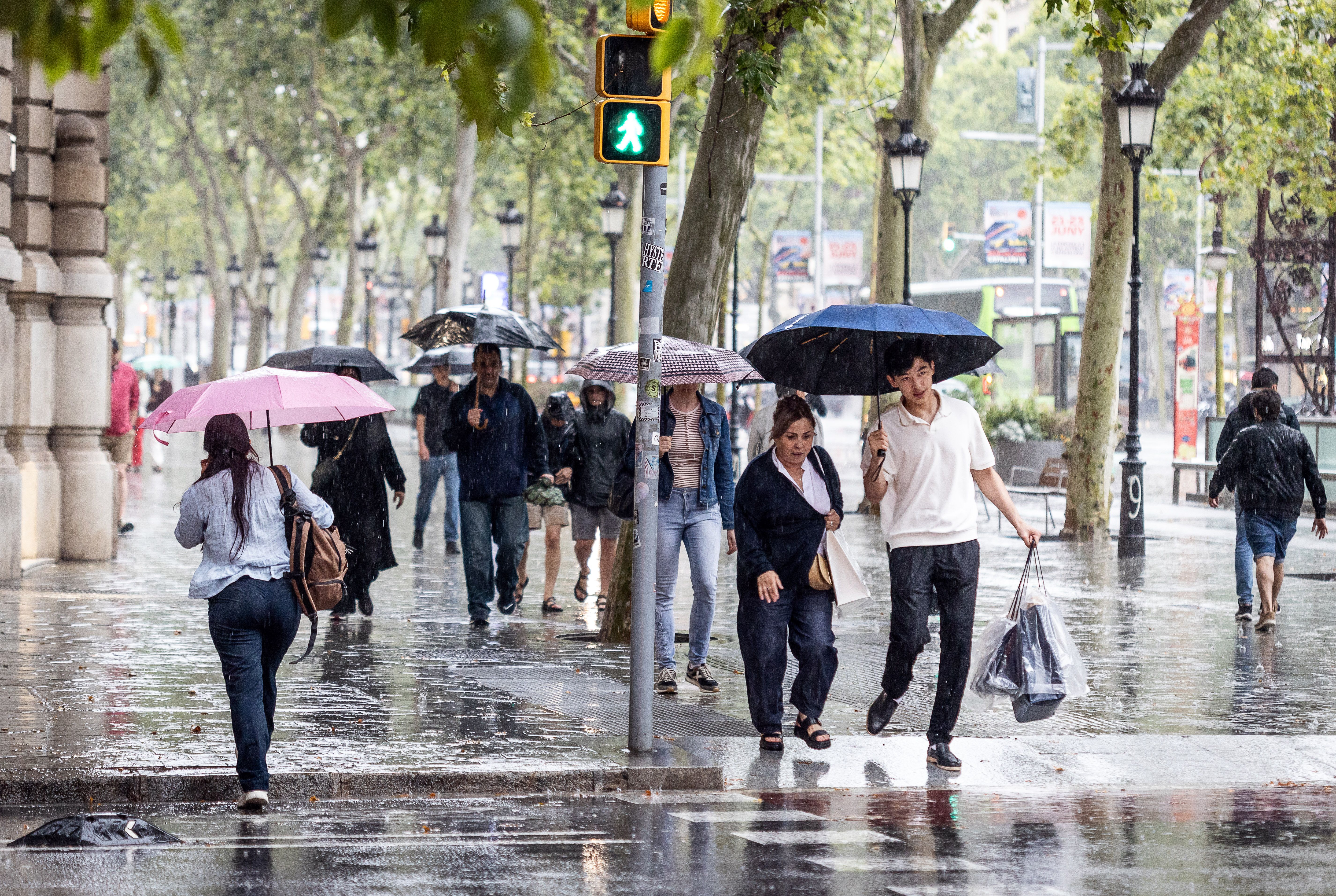 Pluja al centre de Barcelona