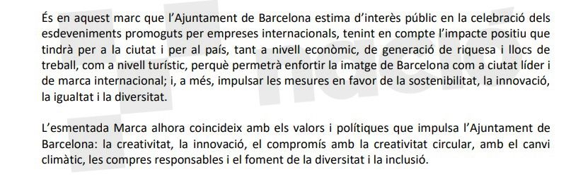 Justificació de l'Ajuntament de Barcelona sobre la desfilada de Louis Vuitton