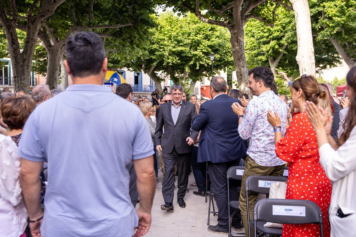 Carles Puigdemont, en l'últim míting de la campanya de les europees.