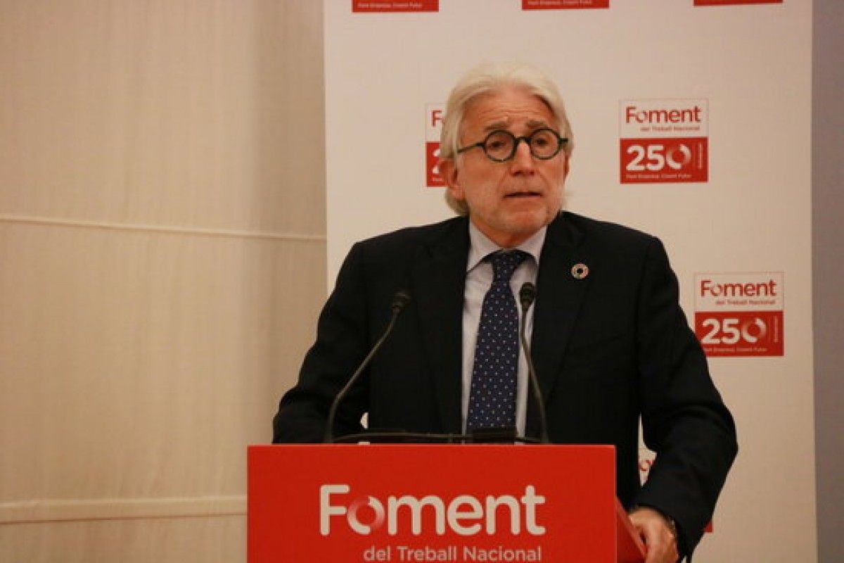 El president de Foment, Josep Sánchez Llibre, avui a la seu de la patronal.