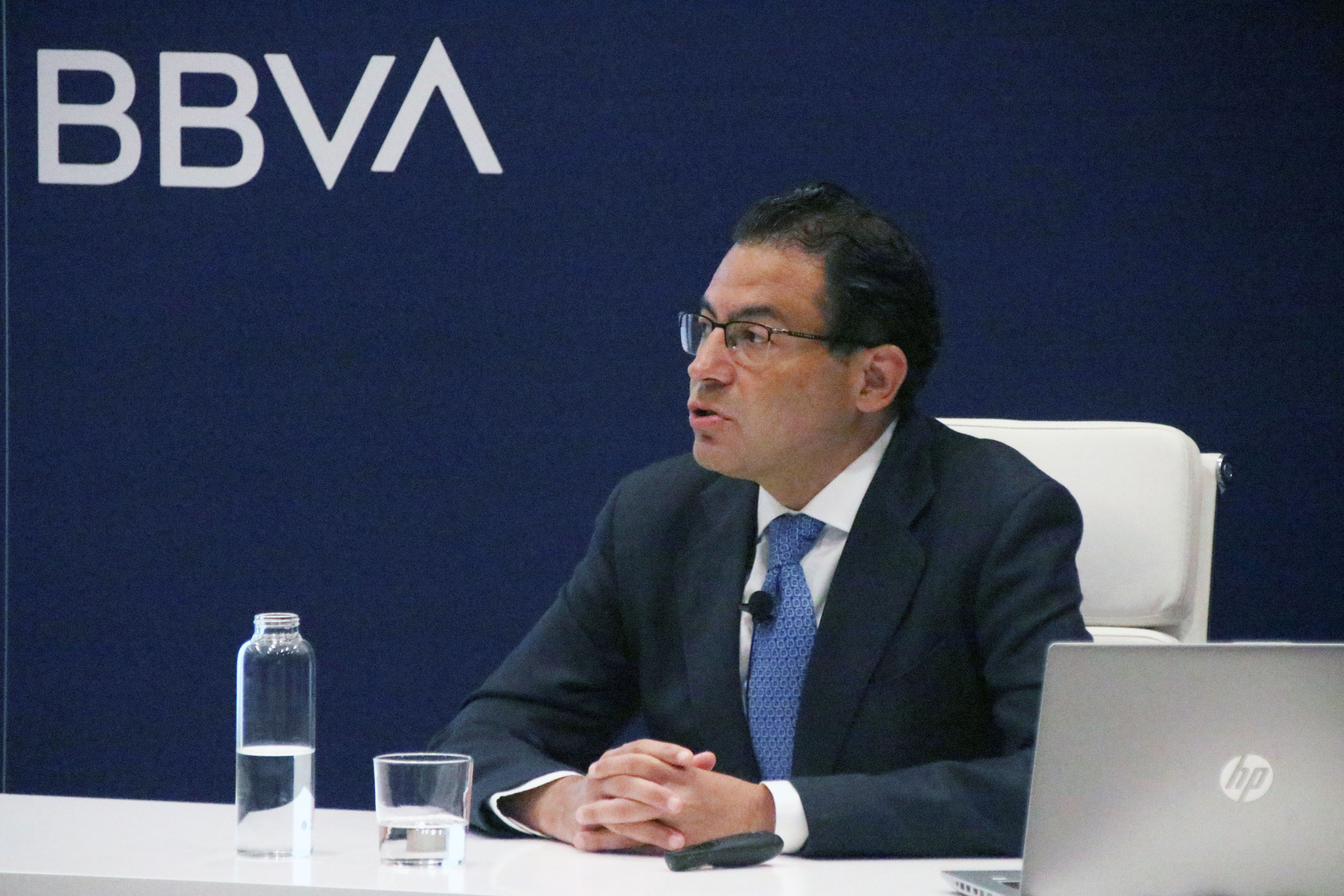 Miguel Cardoso, a la seu del BBVA