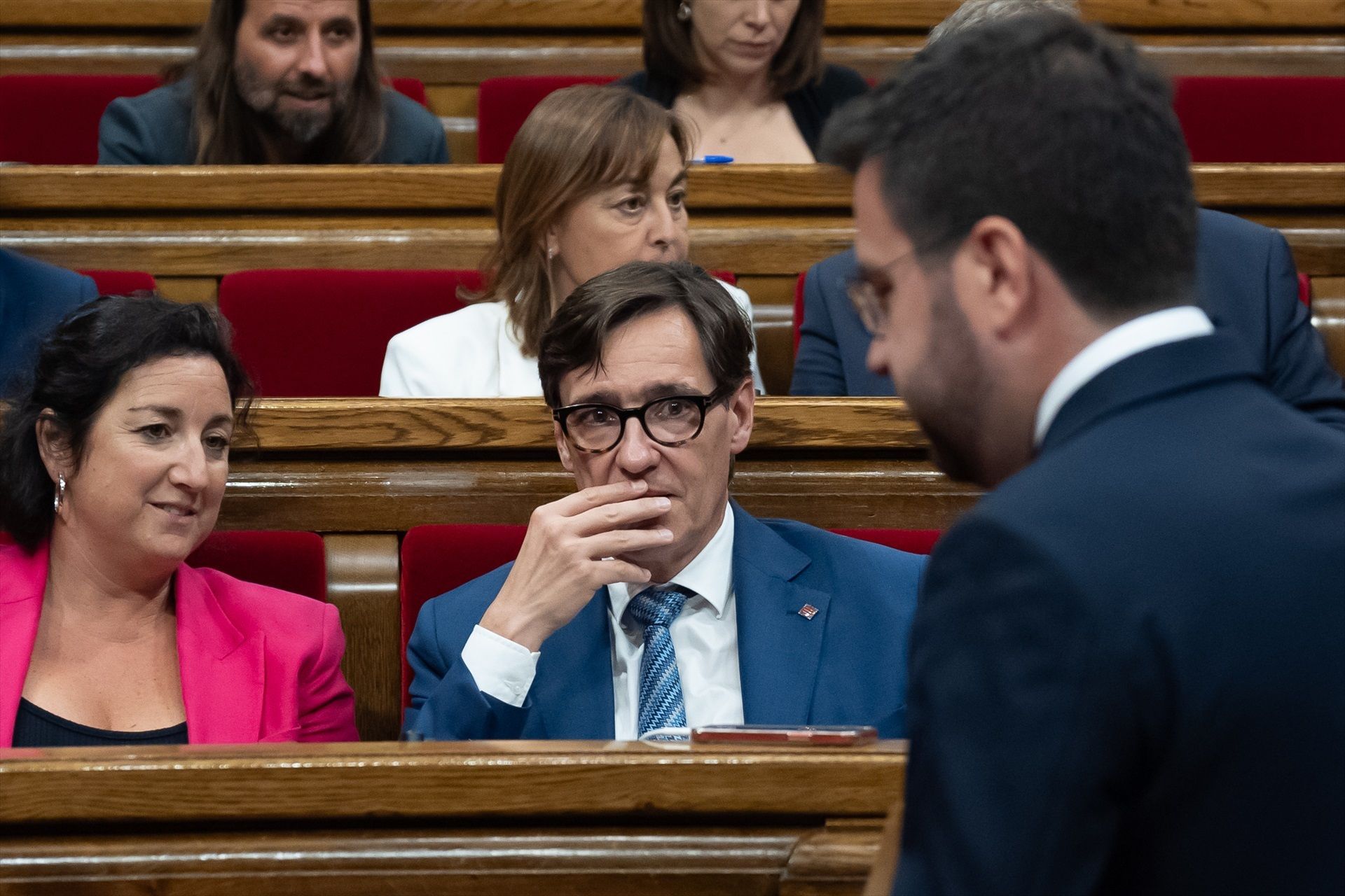 Salvador Illa i Pere Aragonès, aquest dijous al Parlament.