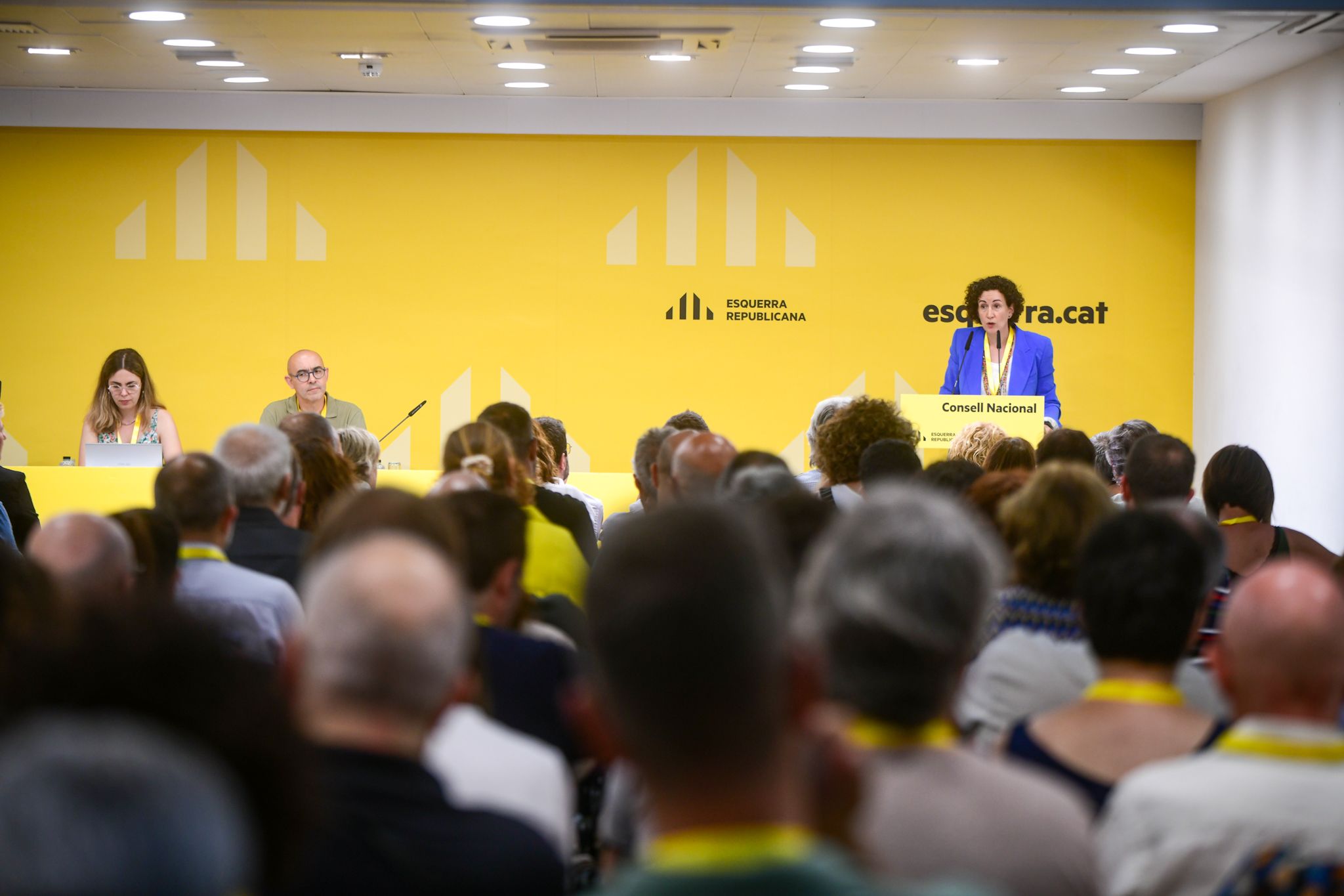 La secretària general d'ERC, Marta Rovira, intervé davant dels consellers nacionals del partit.