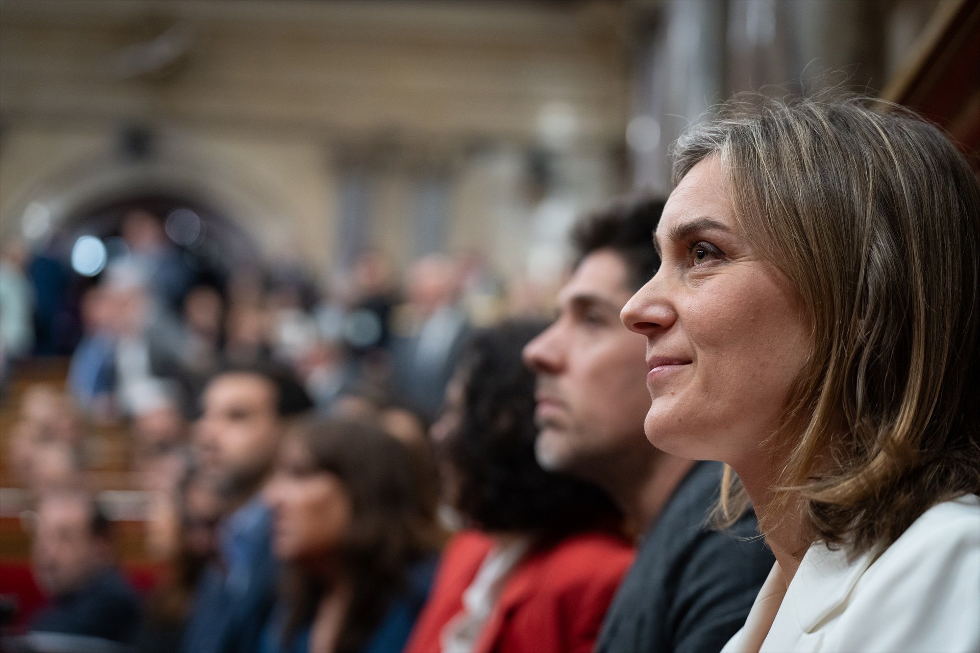 Jéssica Albiach, presidenta parlamentària dels comuns, en un ple del Parlament.