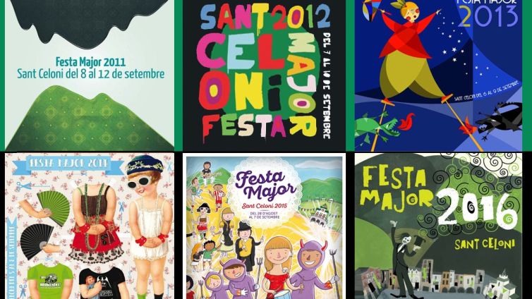 Cartells de la Festa Major de Sant Celoni dels anys 2011 al 2016. | Autots diversos.