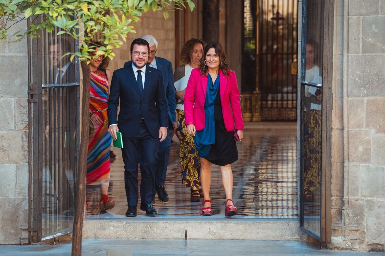 Pere Aragonès i Laura Vilagrà, aquest dimarts al Palau de la Generalitat