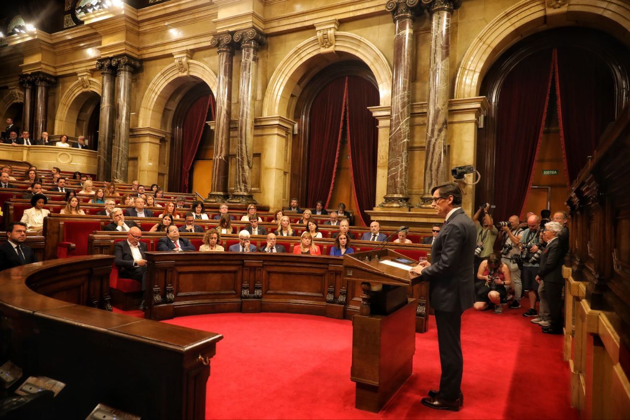 Salvador Illa, durant el ple d'investidura / Foto: Hugo Fernández