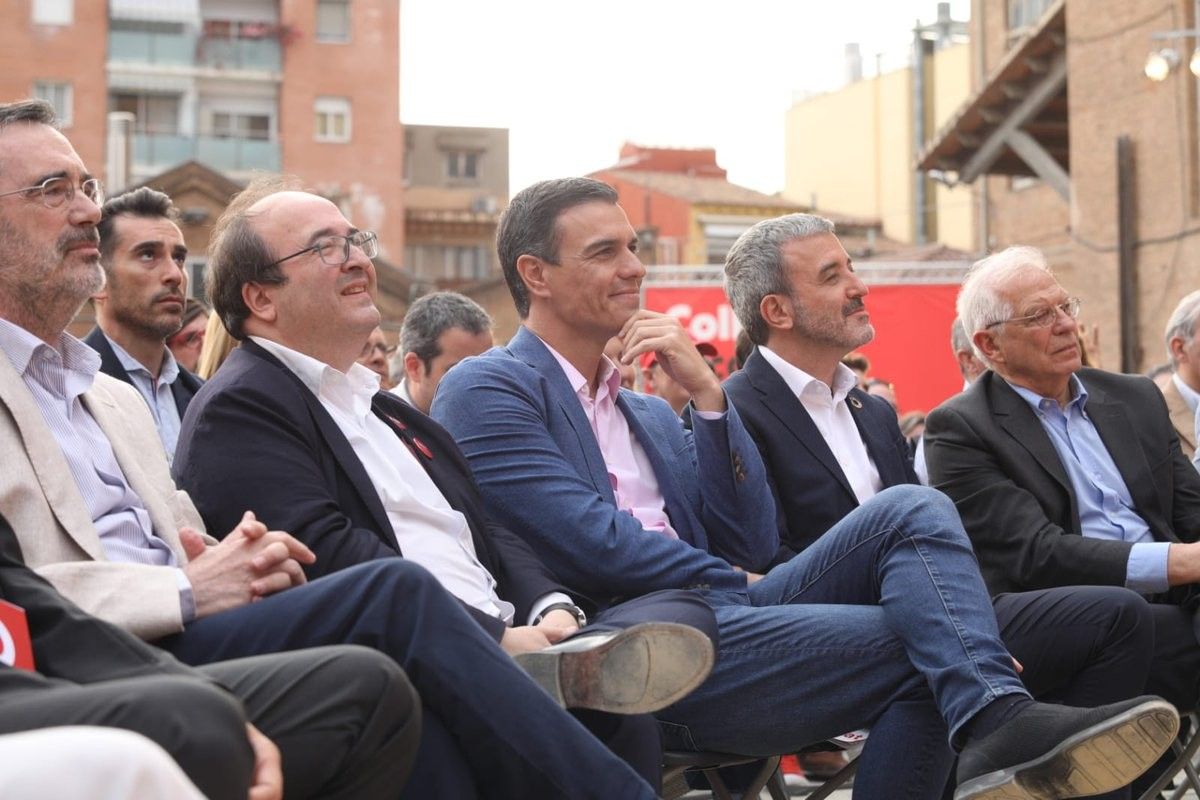 Iceta, Sánchez, Collboni i Borrell a la Fabra i Coats