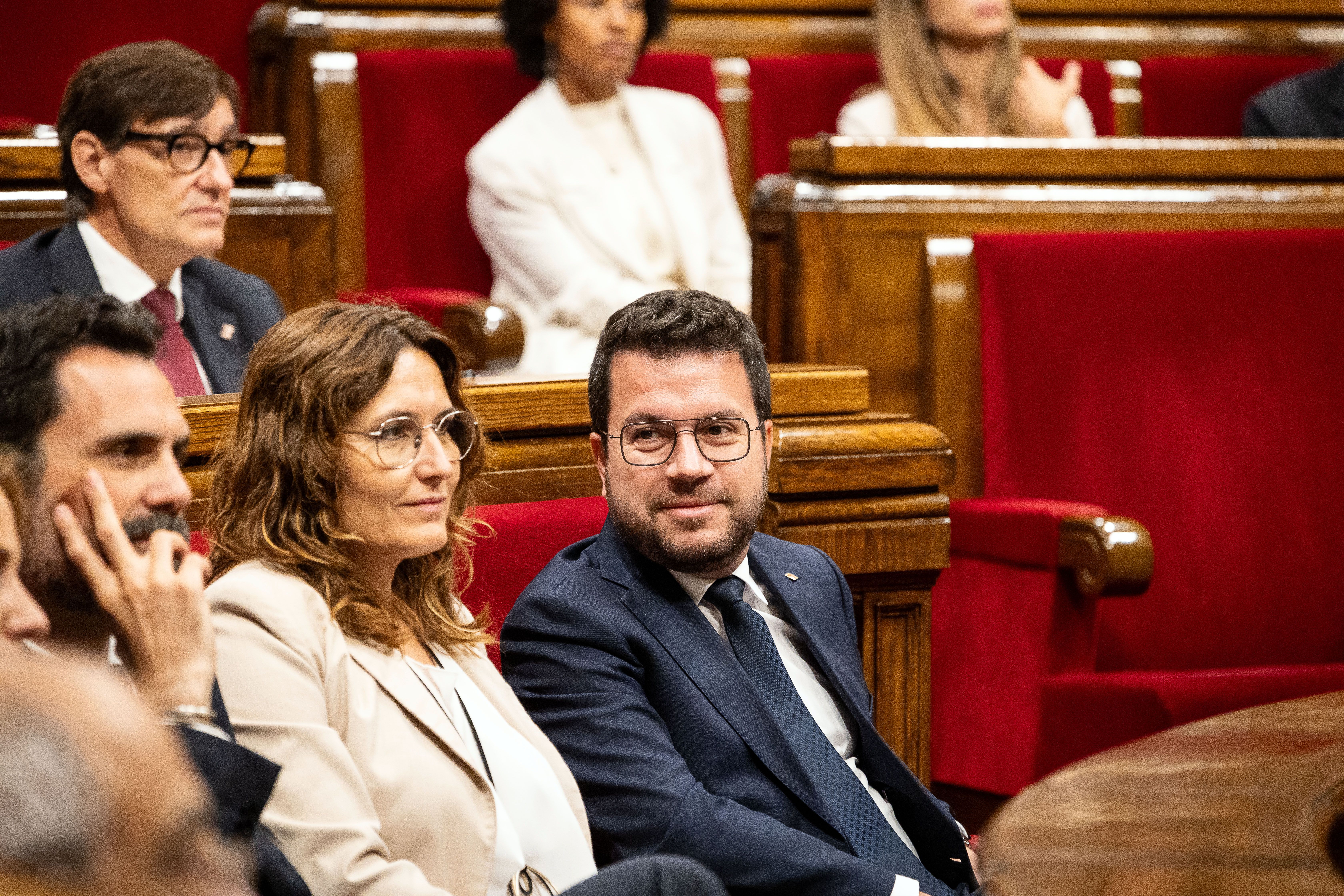 Pere Aragonès, durant el ple d'investidura de Salvador Illa