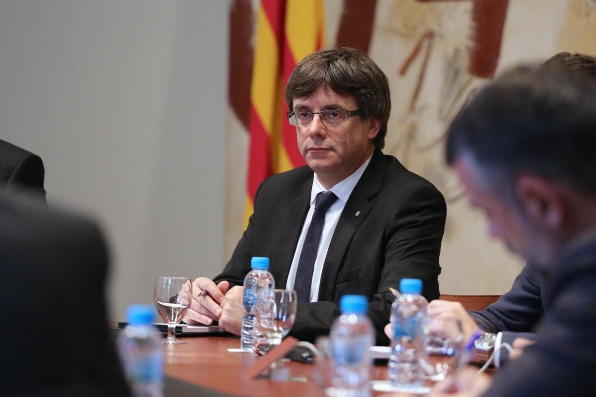 Carles Puigdemont, en una reunió de Govern