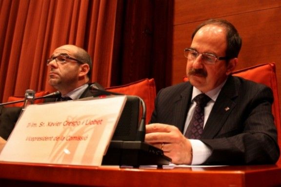 L'alcalde de Lloret de Mar, Xavier Crespo, en la comissió de Seguretat parlamentària.