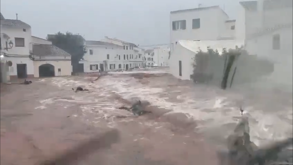 Els aiguats a Es Mercadal, a Menorca, que ha patit la DANA