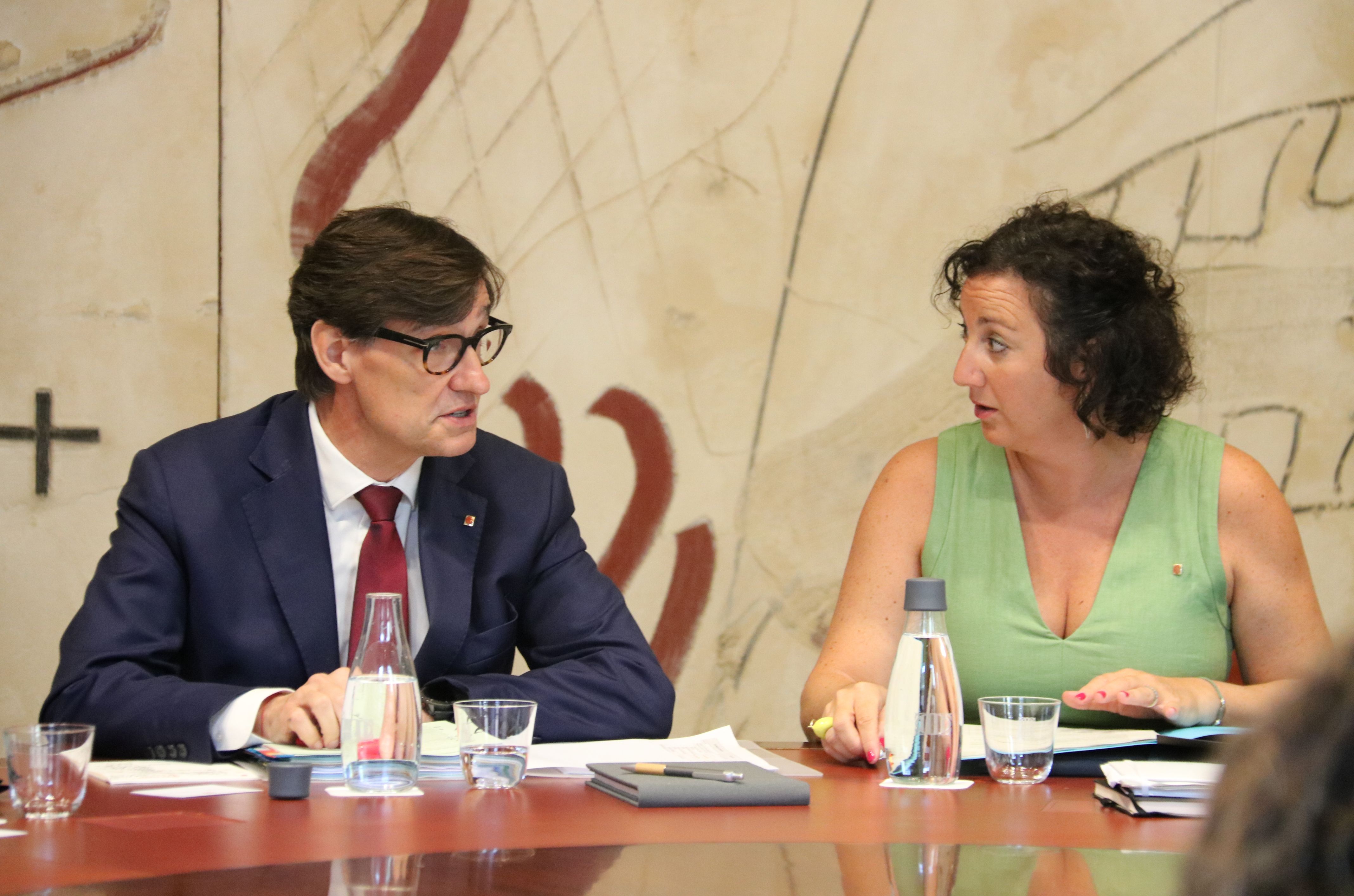 Salvador Illa i Alícia Romero, a la reunió del Govern d'aquest dimarts