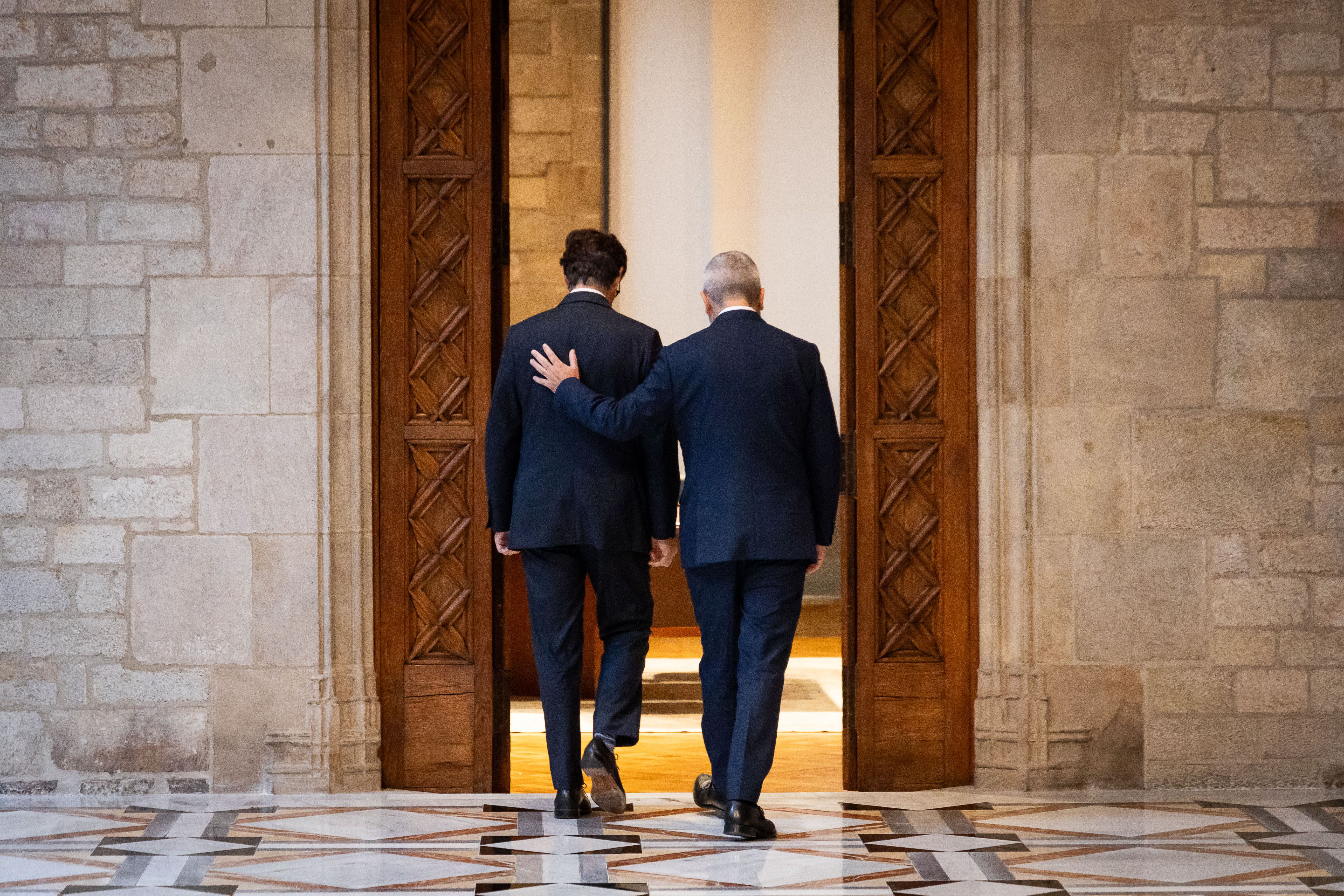 Salvador Illa, amb Jaume Collboni, al Palau de la Generalitat