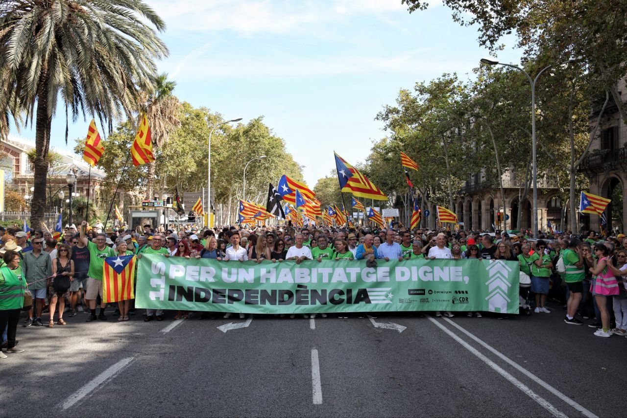 Capçalera de la manifestació de l'11-S a Barcelona