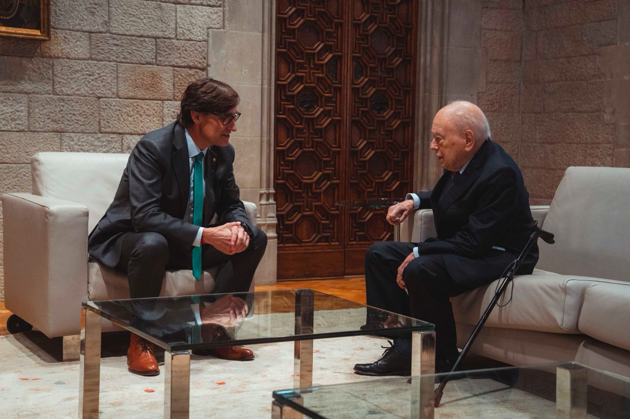 Salvador Illa i Jordi Pujol, aquest dimarts al Palau de la Generalitat