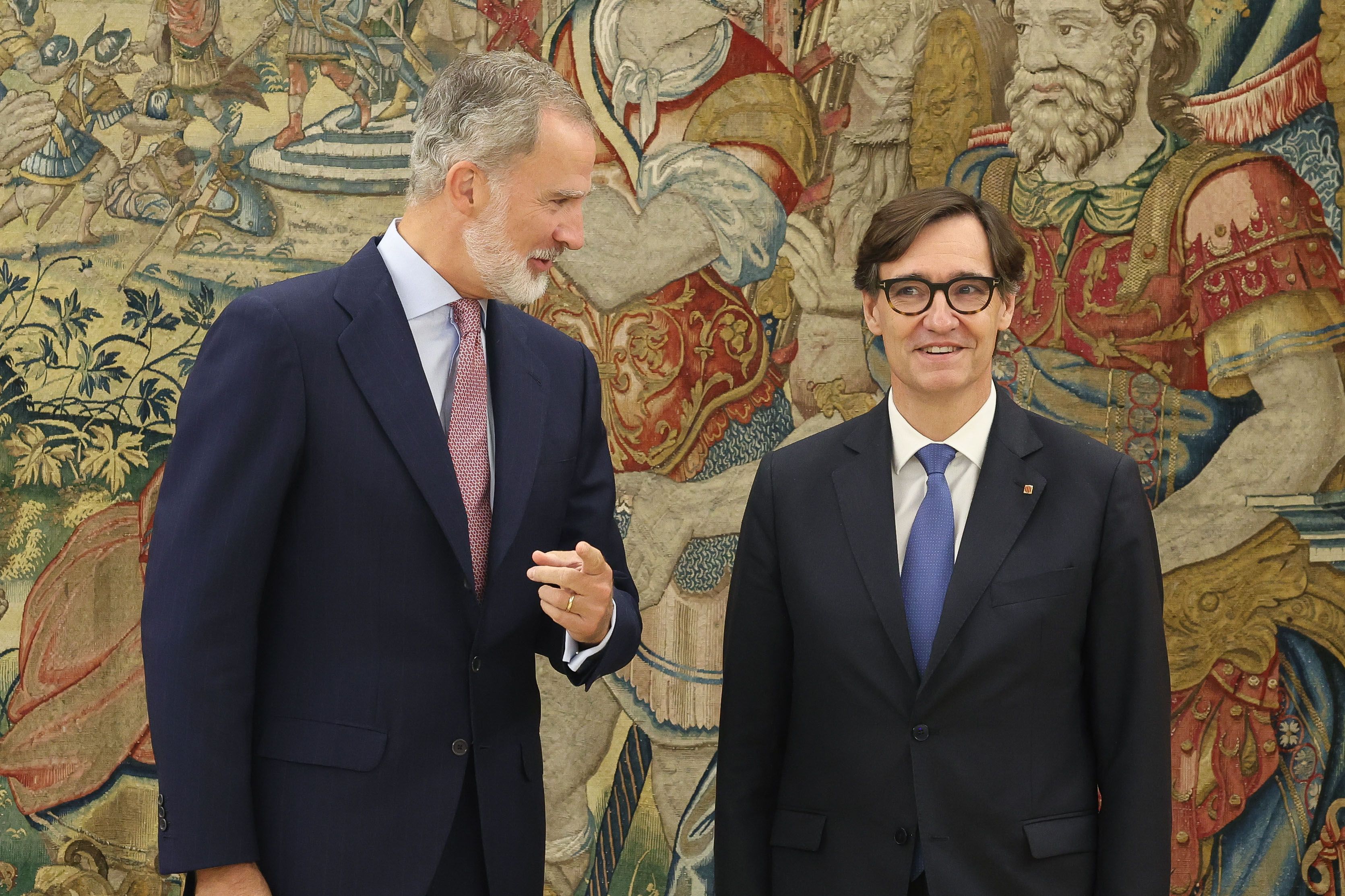 Salvador Illa i Felip VI, aquest dimecres al Palau de la Zarzuela.