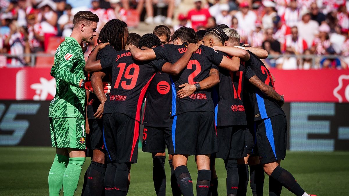 Jugadors del Barça durant un partit de Lliga