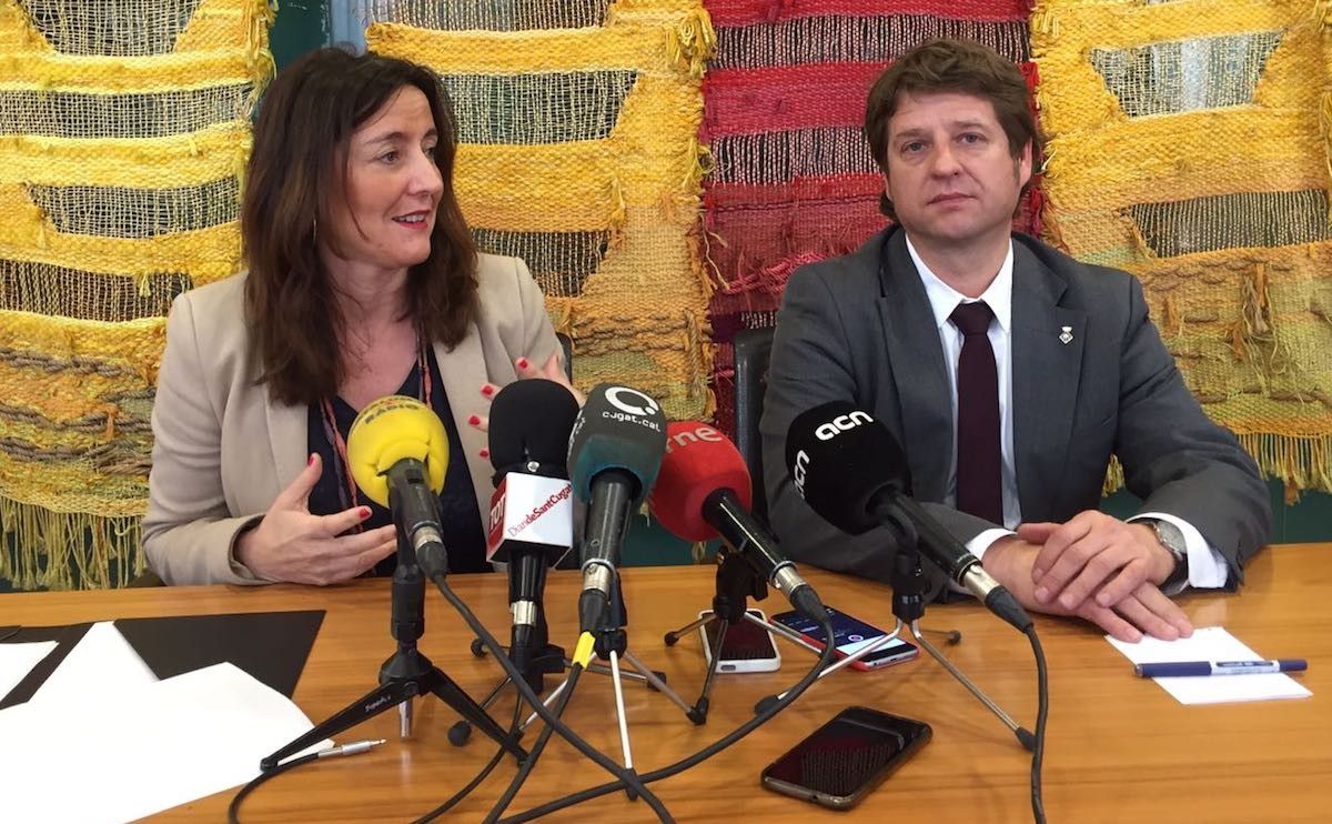Mercè Conesa i Pere Soler en roda de premsa