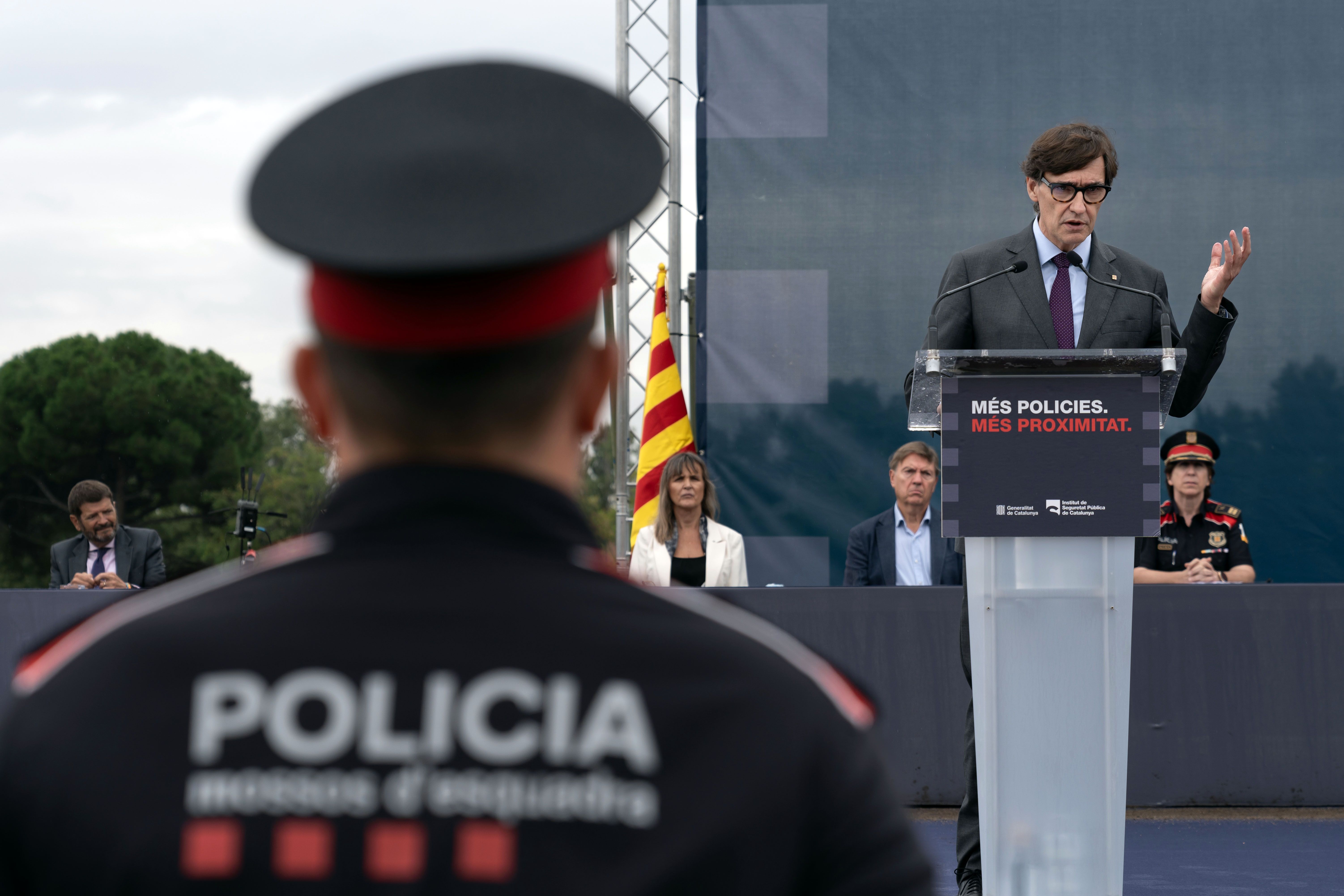 Salvador Illa, intervé durant el lliurament de diplomes del Curs de Formació Bàsica per a Policies