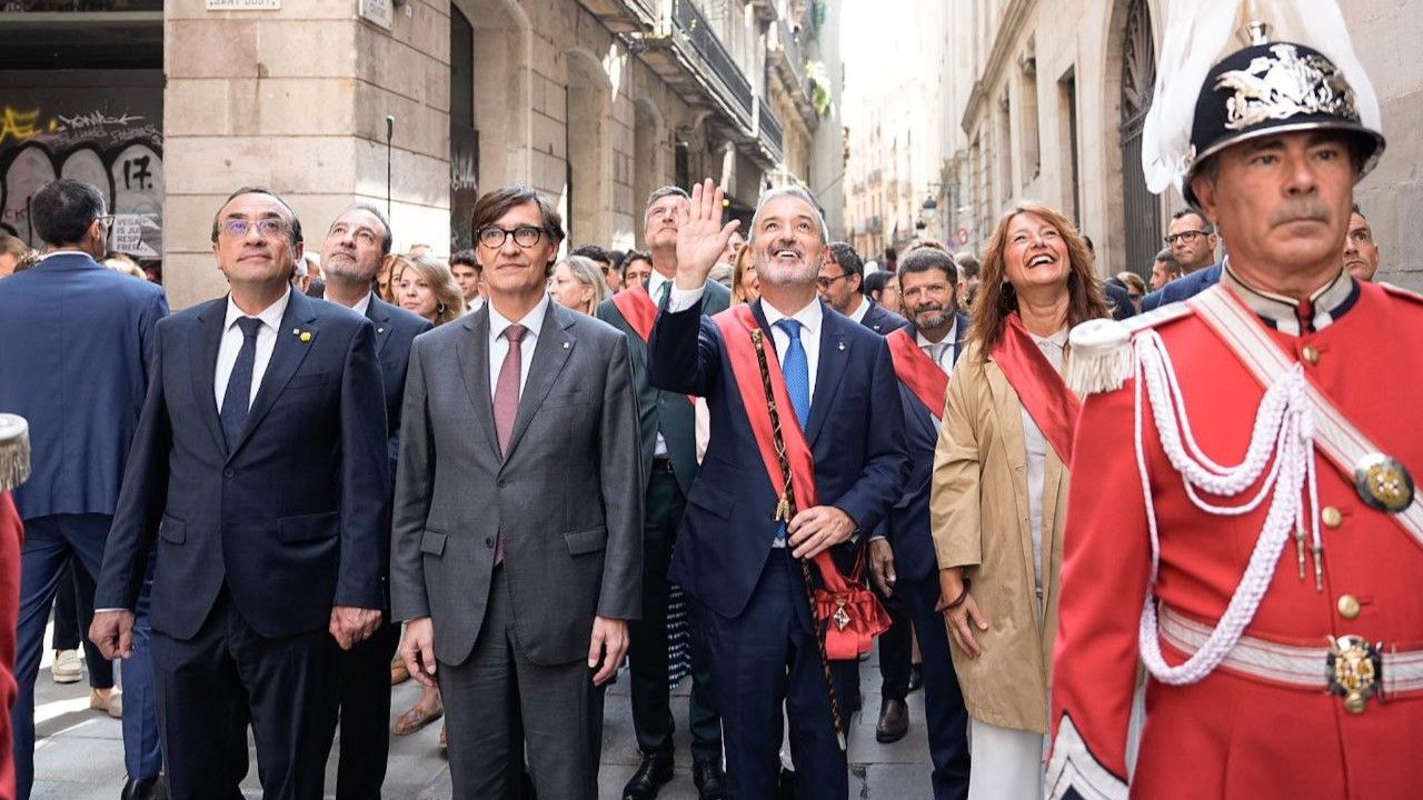 Josep Rull, Salvador Illa, Jaume Collboni i Laia Bonet al seguici de la Mercè