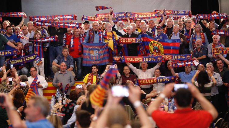 Imatge de la trobada blaugrana que va tenir lloc el passat mes d'abril a Santpedor Foto: Confederació Mundial de Penyes del FC Barcelona