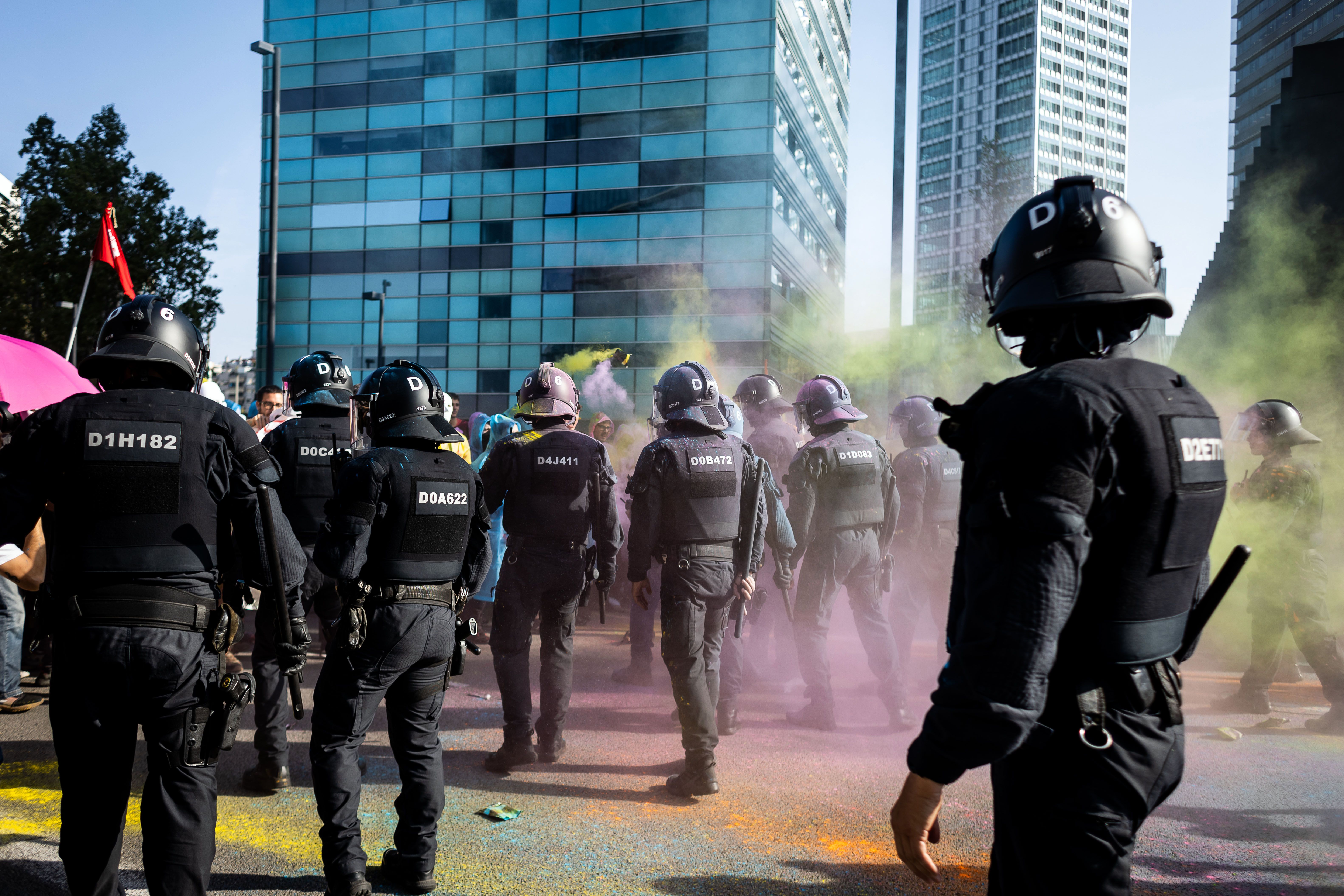 Els Mossos, durant una protesta a Barcelona