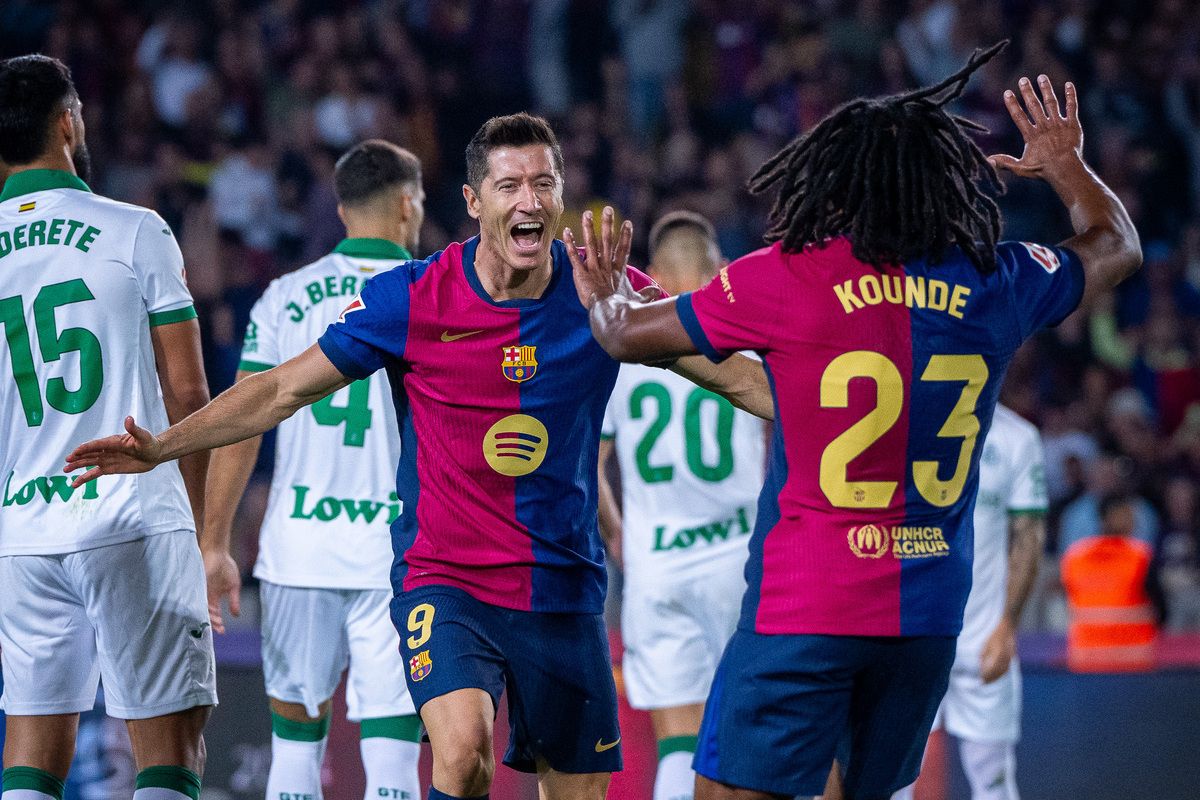 Lewandowski celebra l'1 a 0 contra el Getafe