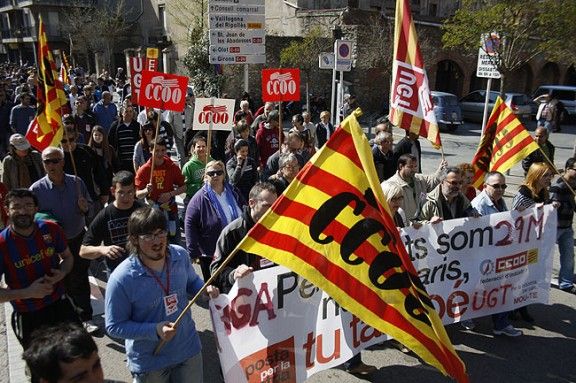 Manifestació contra la reforma laboral a Ripoll.
