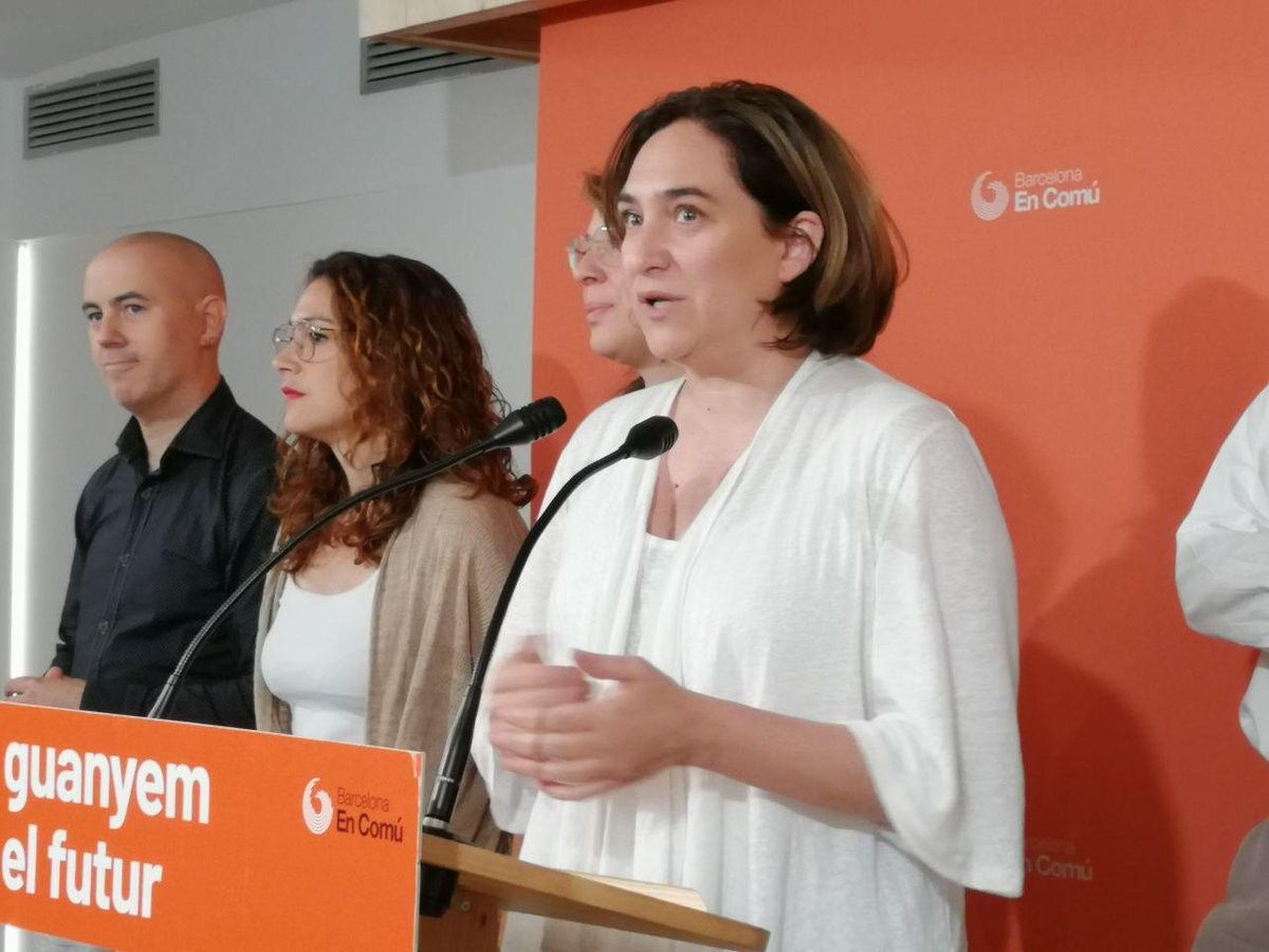 Ada Colau, aquest dissabte en la roda de premsa a la seu de Barcelona en Comú.