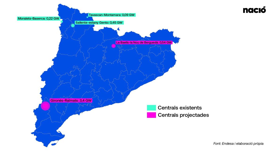 mapa centrals hidrauliques reversibles catalunya