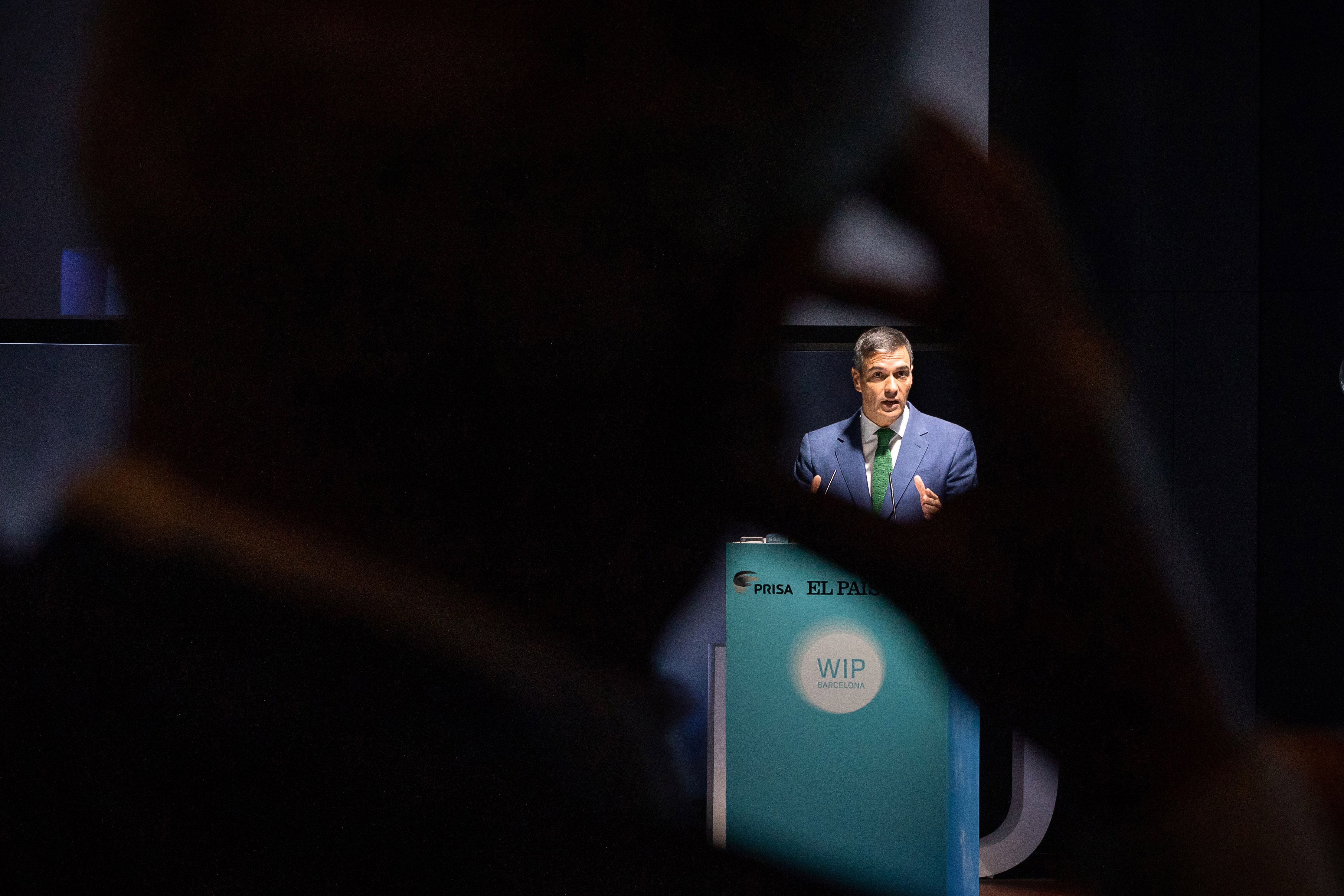 Pedro Sánchez, aquest dilluns en la inauguració del World in progress Barcelona"