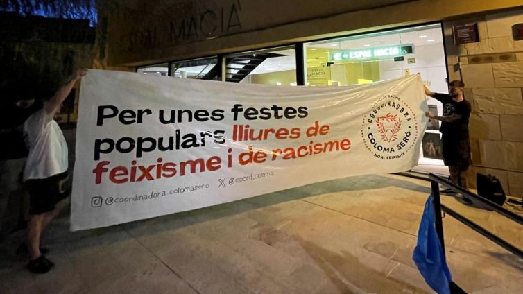 Imatge d'una pancarta contra l'ultradreta de la Coordinadora Coloma Seró. Foto: Cedida per la Coordinadora Coloma Seró