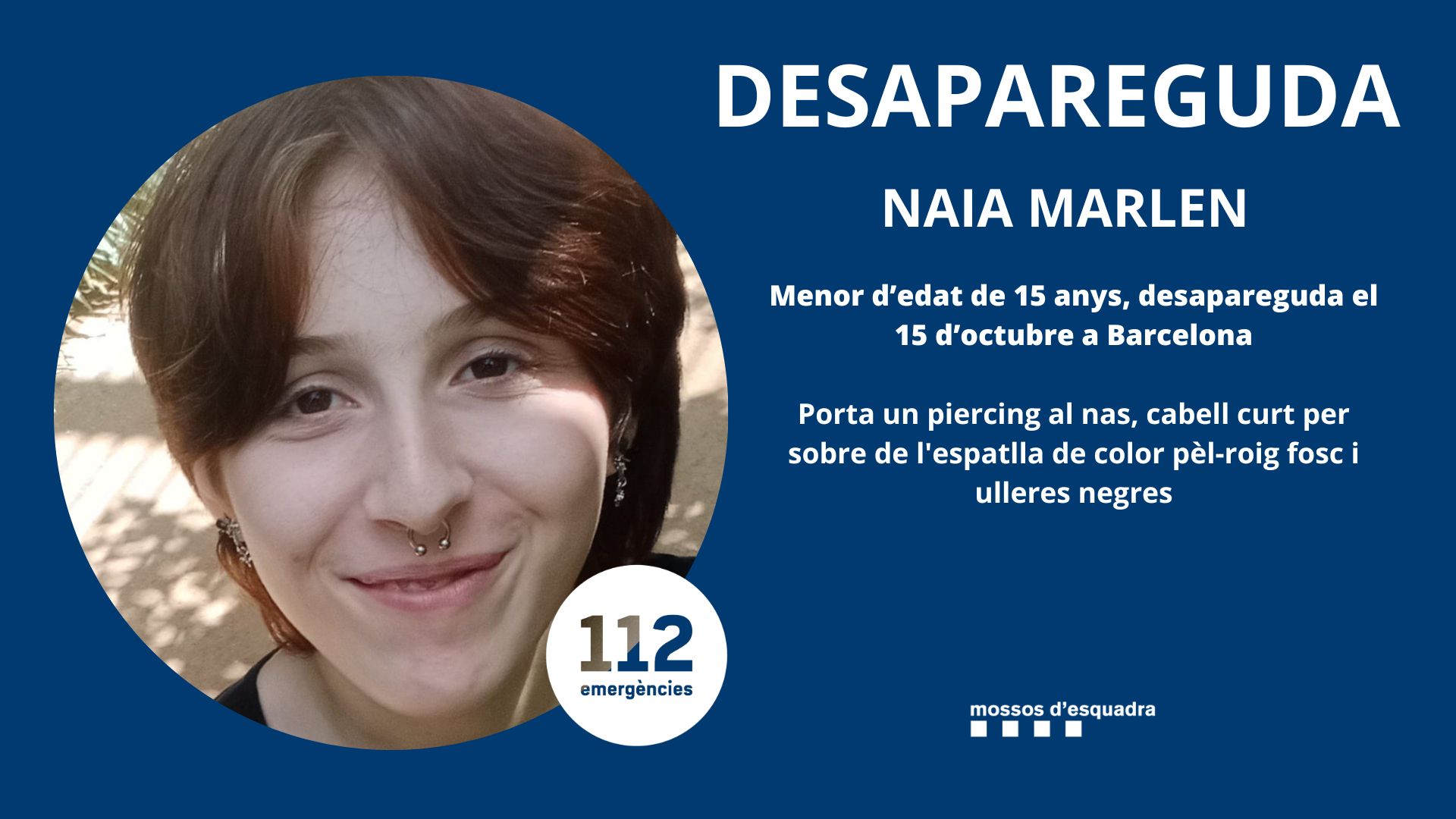 El cartell dels Mossos per identificar Naia Marlen