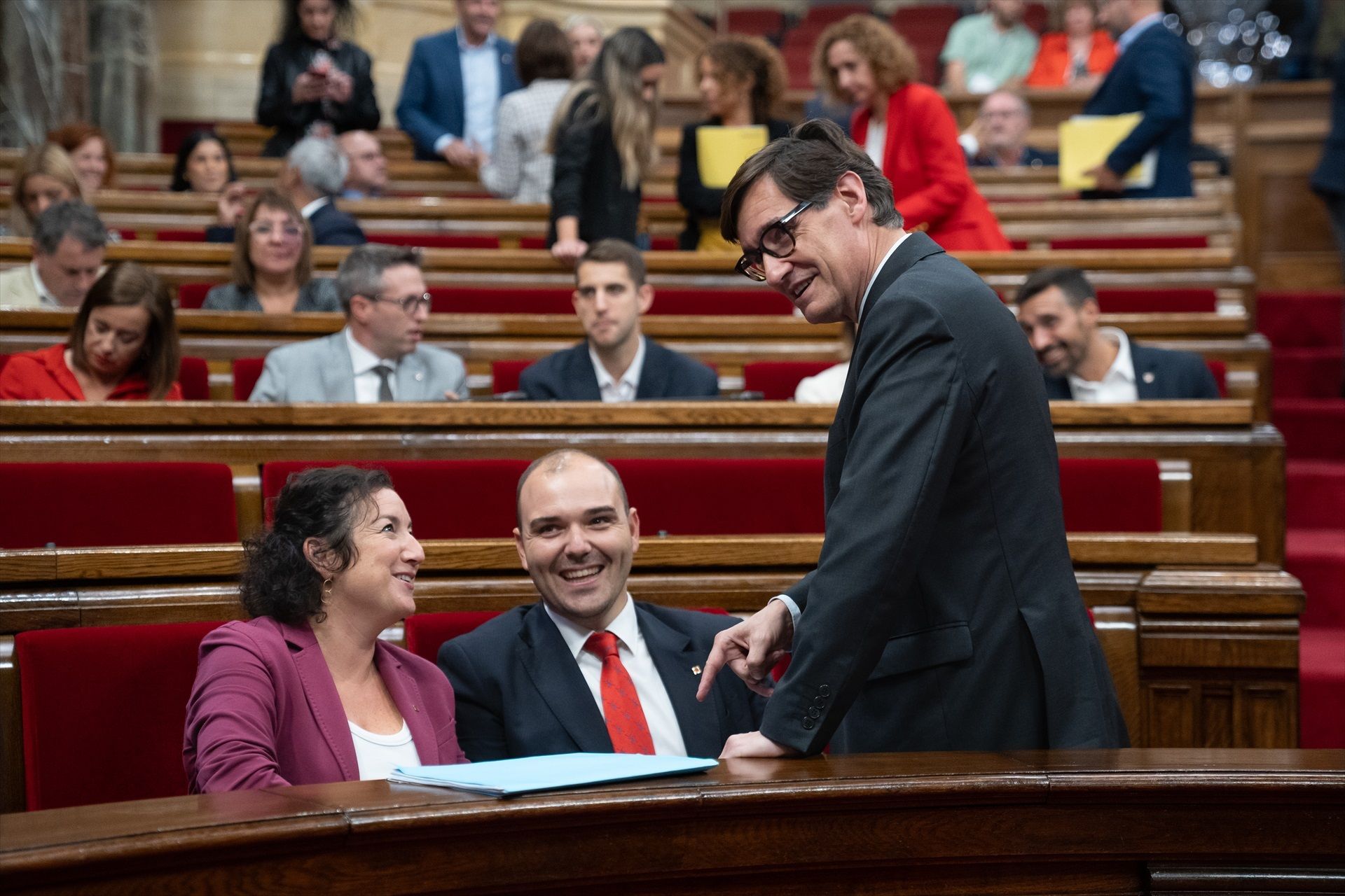 Salvador Illa, amb els consellers Dalmau i Romero.