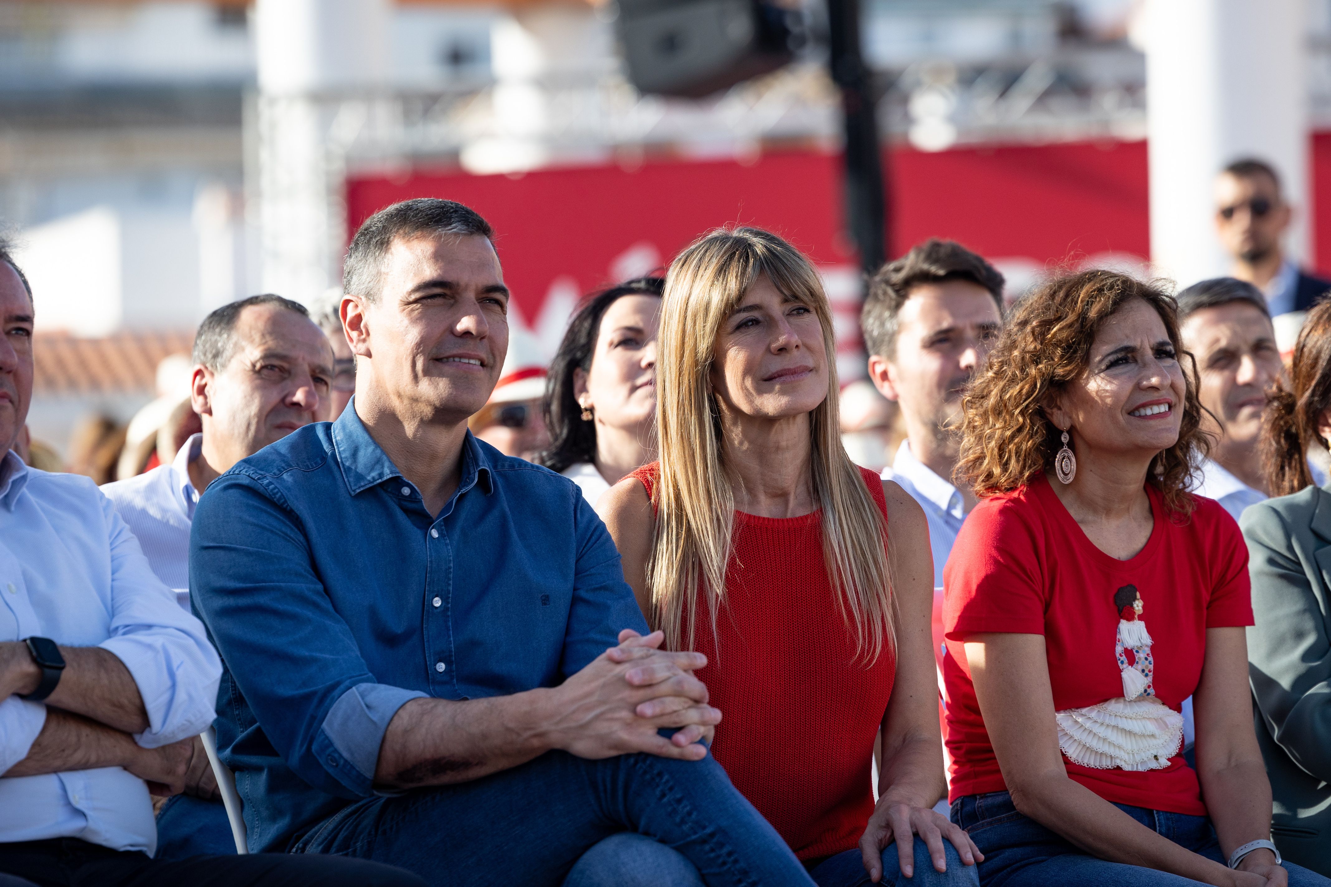 Pedro Sánchez i Begoña Gómez, en un acte del PSOE.