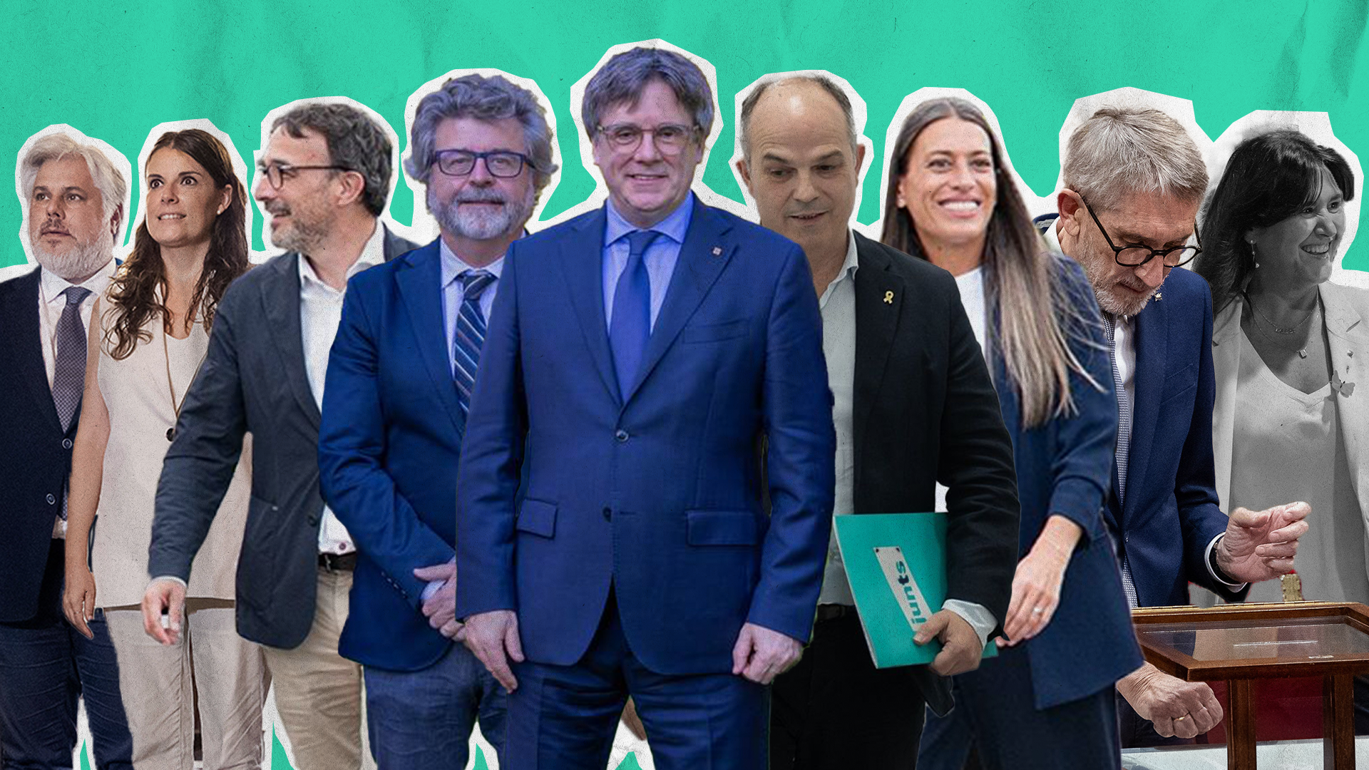 Puigdemont i els principals dirigents de la futura cúpula del partit.