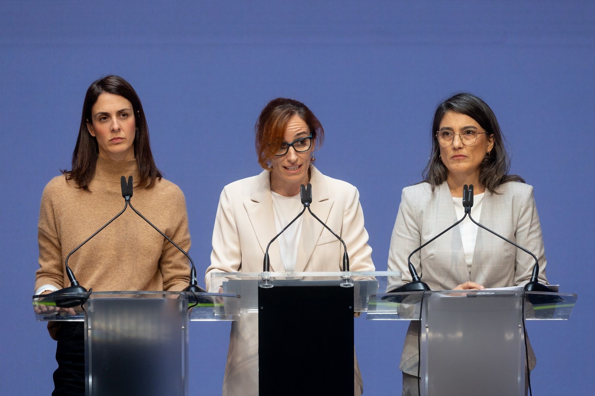 Rita Maestre, Mónica García i Manuela Bergerot, dirigents de Més Madrid.