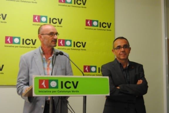 El candidat d'ICV per Girona, Marc Vidal, i el candidat d'ICV per Barcelona, Joan Coscubiela.