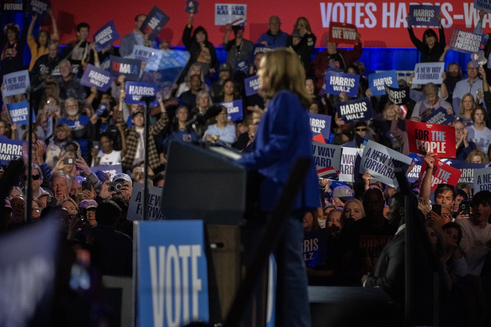 Kamala Harris, en un míting de campanya.